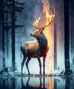 Burning Buck Antlers Diamond Painting