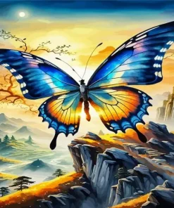 Butterfly At Sunset Diamond Painting
