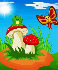 Cartoon Frog And Butterfly Diamond Painting