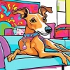 Cartoon Brown Greyhound Diamond Painting