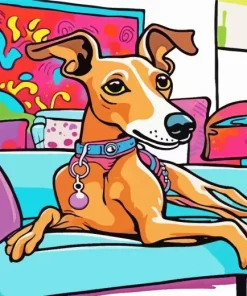 Cartoon Brown Greyhound Diamond Painting