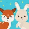 Cartoon Bunny And Deer Diamond Painting