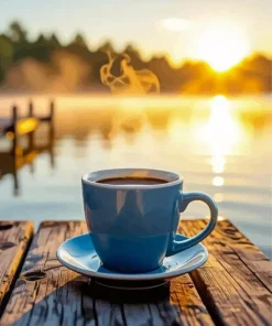 Coffee Cup At Sunrise Diamond Painting