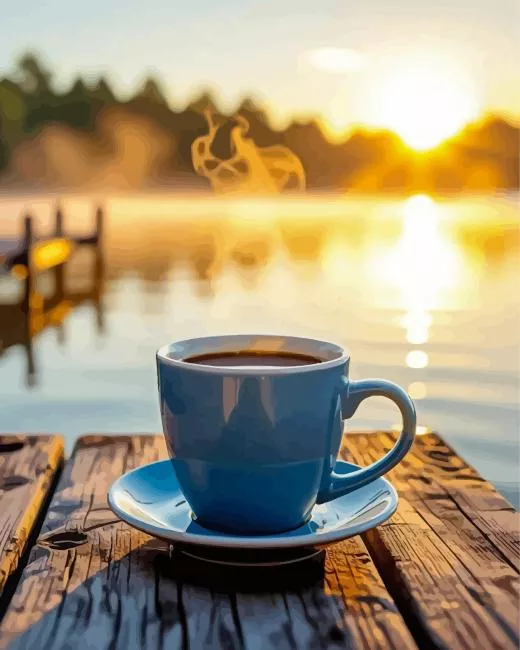 Coffee cup at sunrise Diamond Dotz Coffee Cup At Sunrise Diamond Painting
