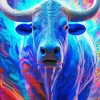 Colorful Buffalo With Long Horns Diamond Painting