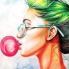 Girl Blowing Bubble Gum Diamond Painting