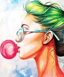 Girl Blowing Bubble Gum Diamond Painting