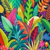 Illustration Colorful Tropical Leaves Diamond Painting
