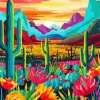 Mexican Colorful Floral Cactus Diamond Painting