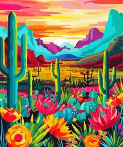 Mexican Colorful Floral Cactus Diamond Painting
