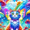 Rainbow Butterfly Cat Diamond Painting