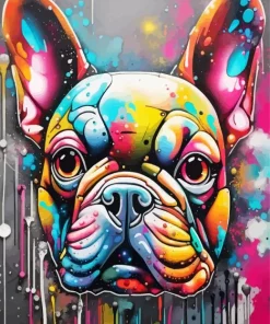 Splatter Colorful Bulldog Face Diamond Painting