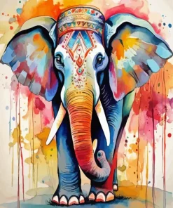 Splatter Colorful Elephant Art Diamond Painting