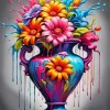 Splatter Colorful Flower Vase Art Diamond Painting