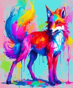 Splatter Colorful Fox Diamond Painting