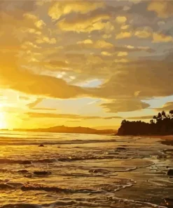 Sunset Over Butterfly Beach Goa Diamond Painting