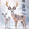 Winter Buck And Doe Diamond Painting