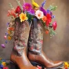Aesthetic Flowers In Boots Art Diamond Painting