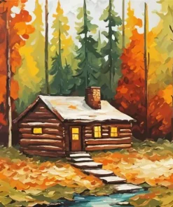 Aesthetic Forest Cabin Art Diamond Painting