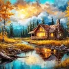 Aesthetic Forest Log Cabin Art Diamond Painting