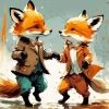 Aesthetic Fox And Girl Art Diamond Painting