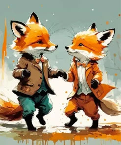 Aesthetic Fox And Girl Art Diamond Painting