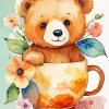 Bear And Flower Diamond Painting