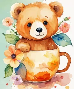 Bear And Flower Diamond Painting