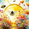 Bees And Flowers Art Diamond Painting