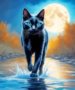Black Cat Blue Eyes Diamond Painting