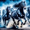 Black Friesian Horses Diamond Painting