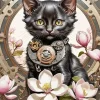 Black Steampunk Cat Diamond Painting