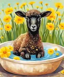 Brown Baby Lamb Diamond Painting
