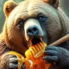 Brown Bear Eating Honey Diamond Painting