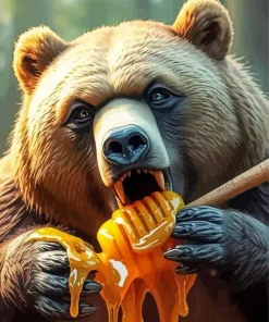 Brown Bear Eating Honey Diamond Painting