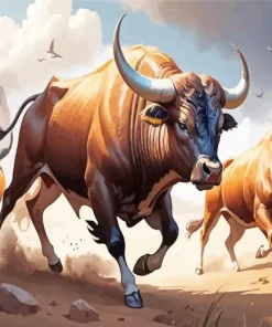 Brown Bulls Diamond Painting