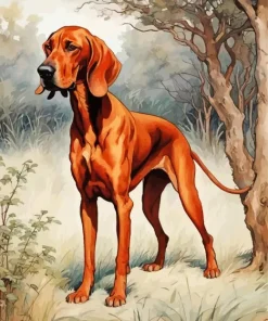 Brown Coonhound Dog Diamond Painting