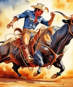 Bull Rider Art Diamond Painting