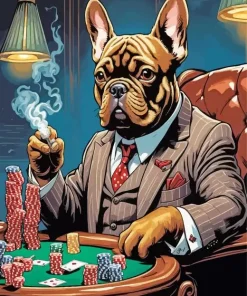 Bulldog Playing Poker Diamond Painting