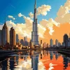 Burj Khalifa Water Reflection Diamond Painting