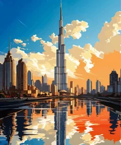 Burj Khalifa Water Reflection Diamond Painting
