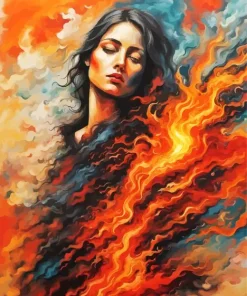 Burning Woman Art Diamond Painting