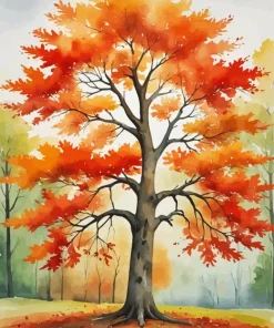 Burnt Orange Tree Diamond Painting