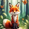Butterflies And Fox Diamond Painting
