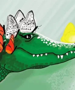 Butterflies On Alligator Art Diamond Painting