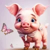 Butterfly And Pig Diamond Painting