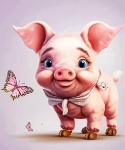 Butterfly And Pig Diamond Painting