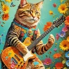 Cat Playing Guitar Art Diamond Painting