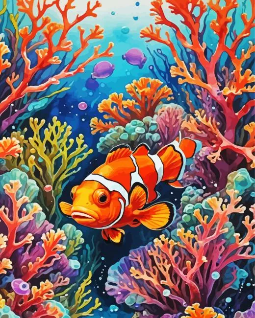 clown fish underwater Diamond Paintings Clown Fish Underwater Diamond Painting