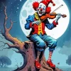 Clown Playing Violin Under The Moon Diamond Painting